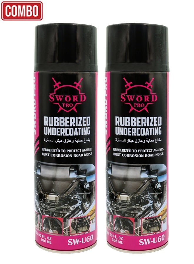 Sword Pro 2 PCS Rubberized Undercoating Spray 500ml Each Anti Rust Anti Corrosion Underbody Coating Spray Waterproof Sound Deadening Chassis Protection Prevents Road Noise Rust Damage For Car SUV Truck Wheel Arch Floor Panel Use Professional Automotive - Image 1